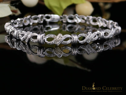 Diamondcelebritees 925 Sterling Silver White Bracelete Size 7 Inch with 0.22CT Genuine Diamonds