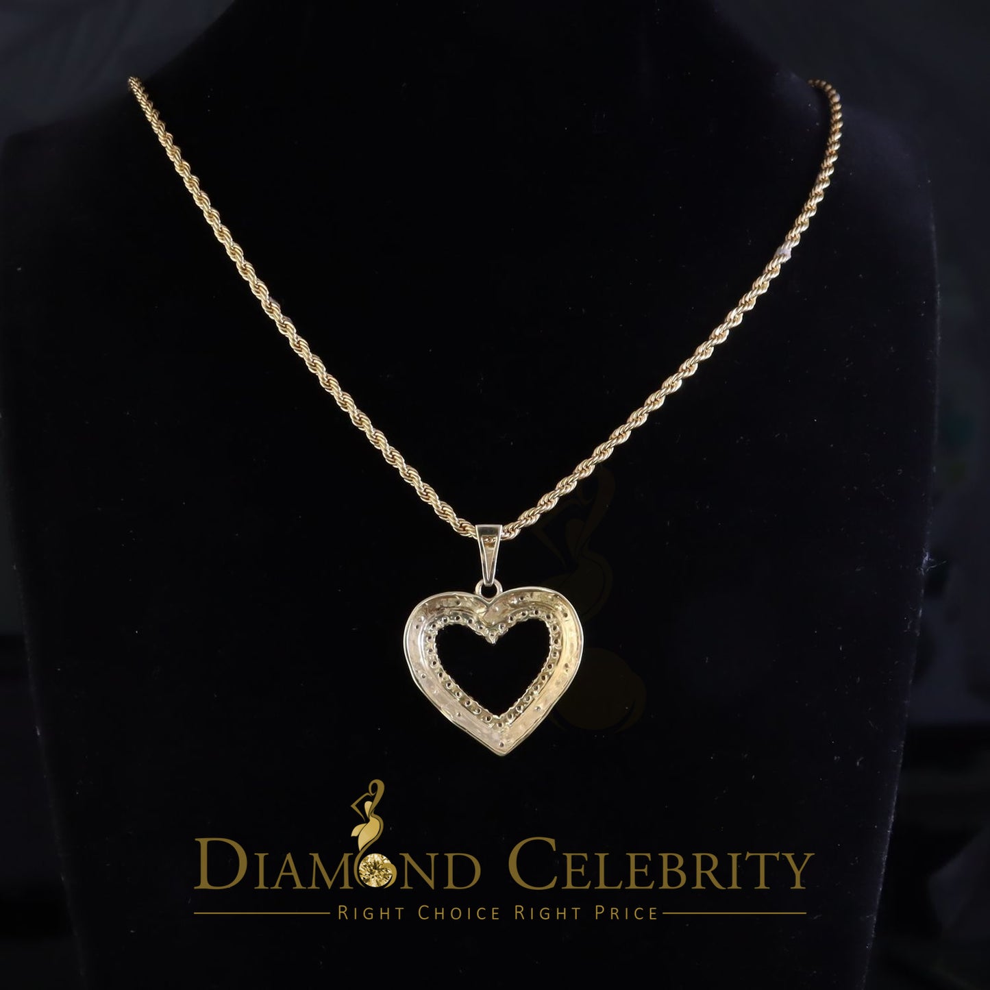 DiamondCelebritees  Real 0.10ct Diamond Sterling Silver HEART Yellow Charm Fashion Necklace Pendant