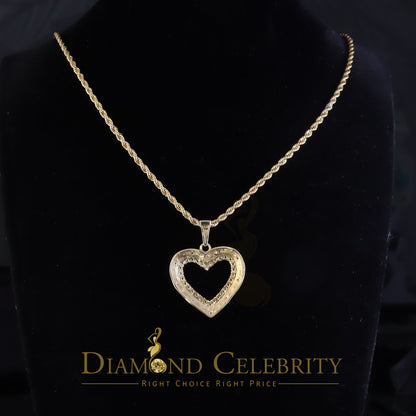 DiamondCelebritees  Real 0.10ct Diamond Sterling Silver HEART Yellow Charm Fashion Necklace Pendant