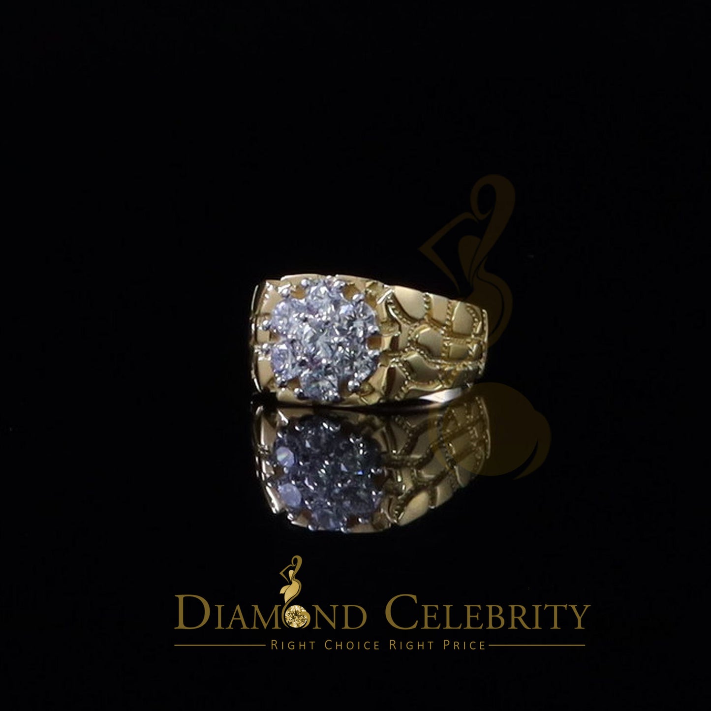 DiamondCelebritees 925 Yellow Sterling Silver 2.34ct Cubic Zirconia Promise Flower Ring Size 9