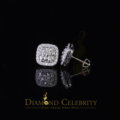 Diamondcelebritees 1.50ct Moissanite White 925 Silver Womens Round Edge Square Shape Nugget Earring