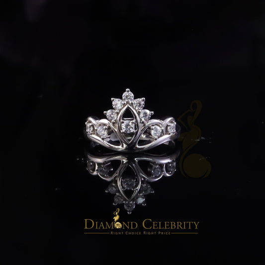 DiamondCelebritees Diamond Celebrity Womens 0.60ct Cubic Zirconia White Silver Crown Set Ring SZ 8