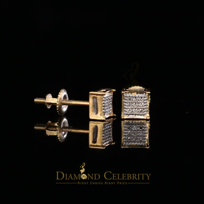 DiamondCelebritees 10K Real Yellow Gold with 0.05CT Real Micro Diamond Men's/Women's Stud Earring