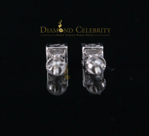 DiamondCelebritees  Hip Hop 925 White Silver Screw Back 0.6ct Cubic Zirconia Women's Square Earrings
