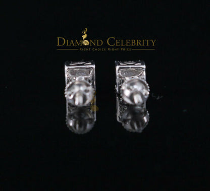 DiamondCelebritees  Hip Hop 925 White Silver Screw Back 0.6ct Cubic Zirconia Women's Square Earrings
