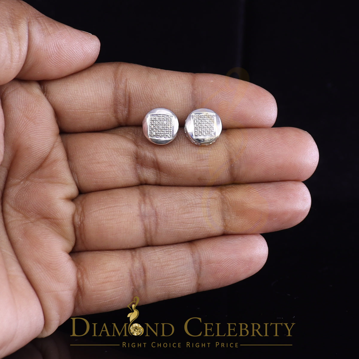 DiamondCelebritees 0.15ct Real Diamond 925 Sterling Silver White For Women's & Men's Round Earring