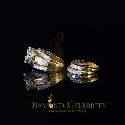 DiamondCelebritees Yellow Silver 14.00ct Cubic Zirconia Ring Multi Row Bridal Womens Ring Size 8
