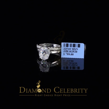 DiamondCelebritees Sterling Silver Mens/ Women Bridal Ring Oval Shape White 5.0ct Moissanite Size 8