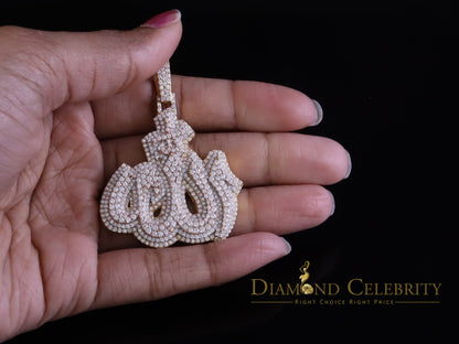Diamondcelebritees 925 Allah Religious Yellow Silver Pendant 4.00ct VVS 'D Moissanite Men & Women