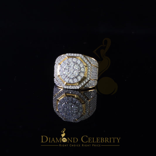 DiamondCelebritees 925 Silver Yellow 8.40ct Cubic Zirconia Wide Men Adjustable Ring From SZ 9 to 11