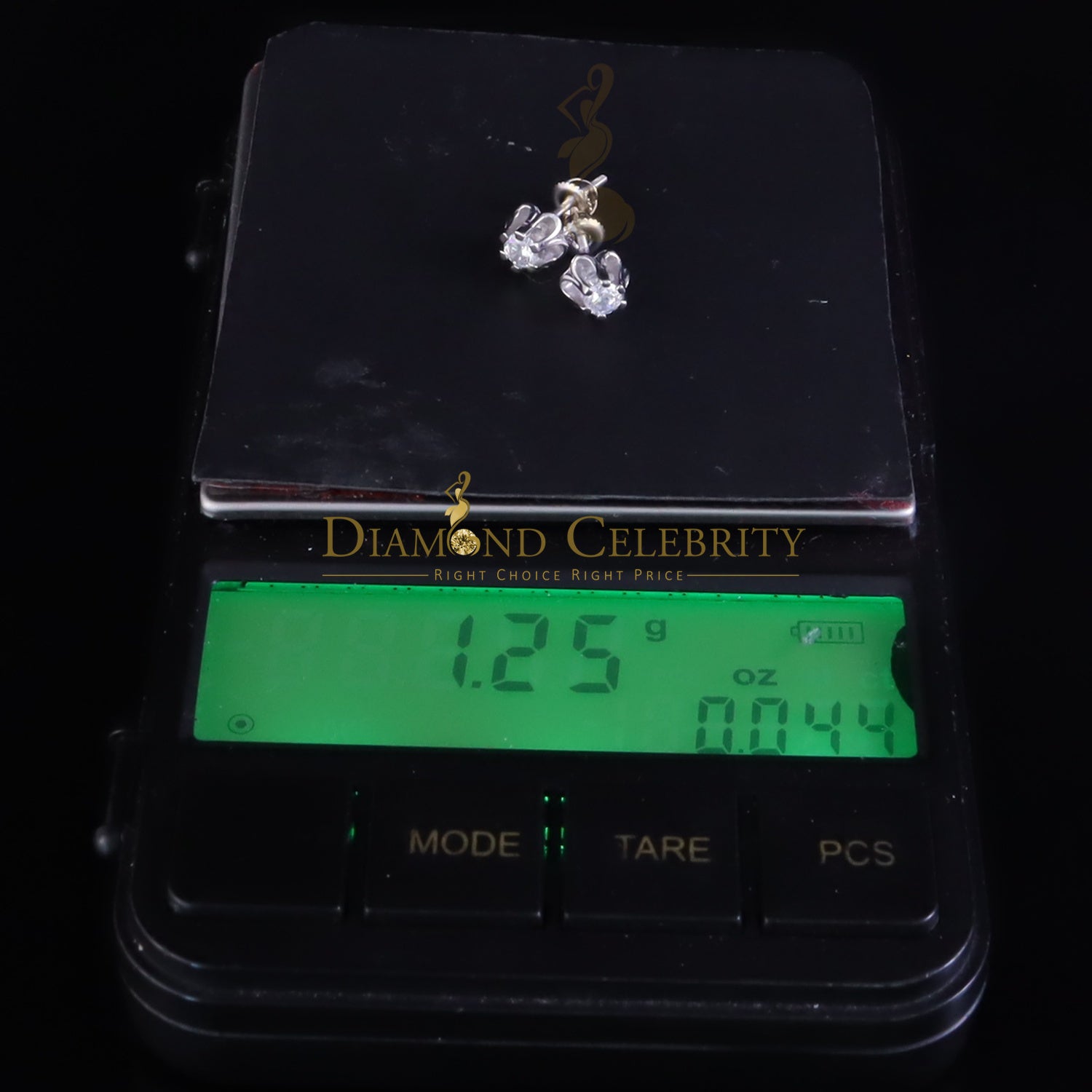 DiamondCelebritees  0.25ct 925 Silver Cubic Zirconia White Round Shape Buttercup Stud Earrings Women