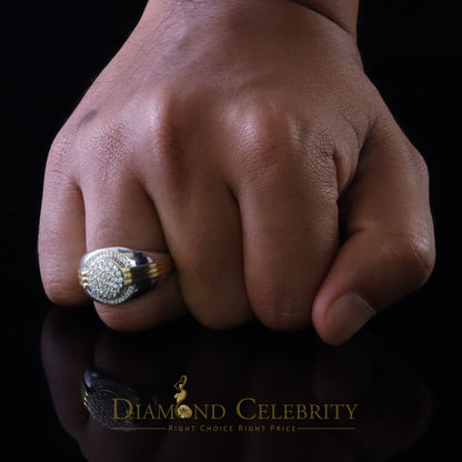 DiamondCelebritees Silver Sterling White 0.65ct Cubic Zirconia Round Wide Band Men Ring Big SZ 11