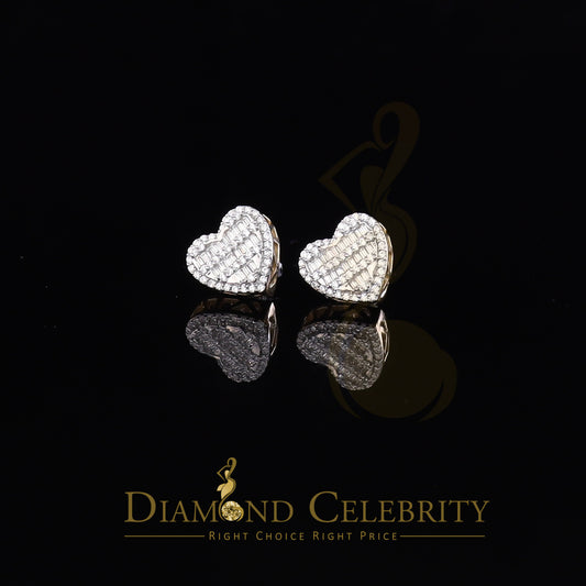 DiamondCelebritees  925 Yellow Sterling Silver 1.48ct Cubic Zirconia Men's & Women's Heart Earrings