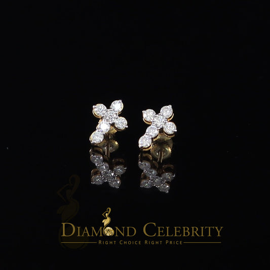 DiamondCelebritees 1.00ct Moissanite Yellow 925 Sterling Silver Women's Cross Earrings