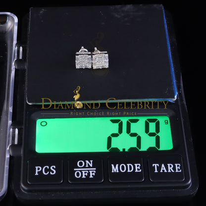 Diamondcelebritees 925 White Silver 1.00ct VVS 'D' Moissanite Square Stud Earring Men's/Womens