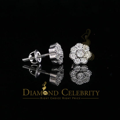 DiamondCelebritees 0.03ct Diamond 925 Sterling Silver White Floral Earrings For Men's & Women's
