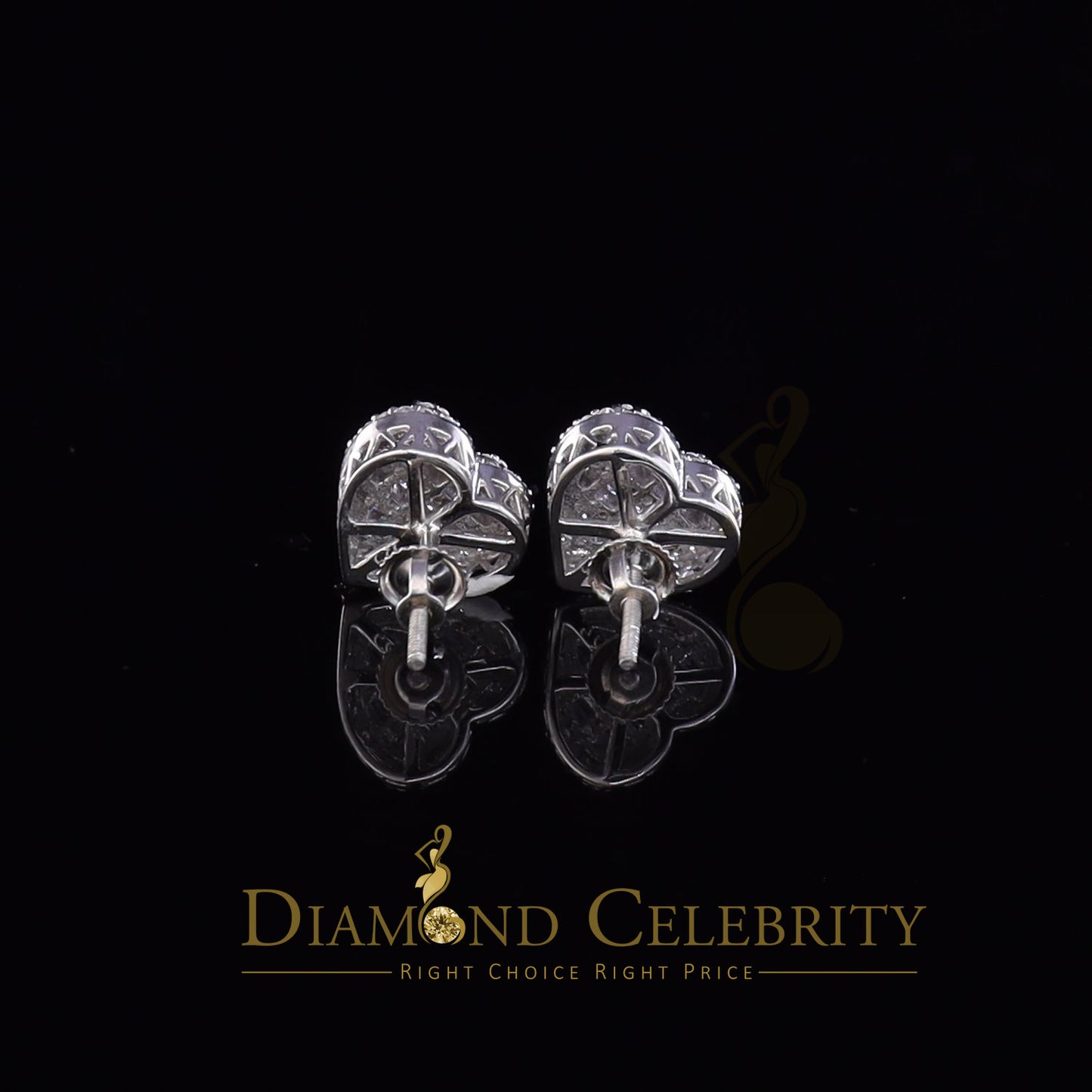 DiamondCelebritees  925 White Sterling Silver 1.48ct Cubic Zirconia Men's & Women's Heart Earrings