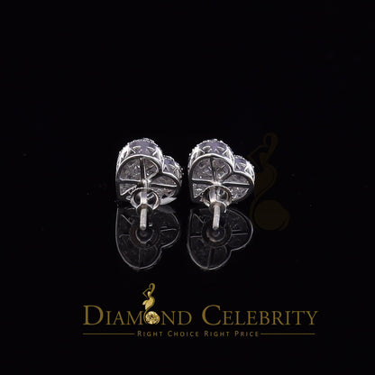 DiamondCelebritees  925 White Sterling Silver 1.48ct Cubic Zirconia Men's & Women's Heart Earrings