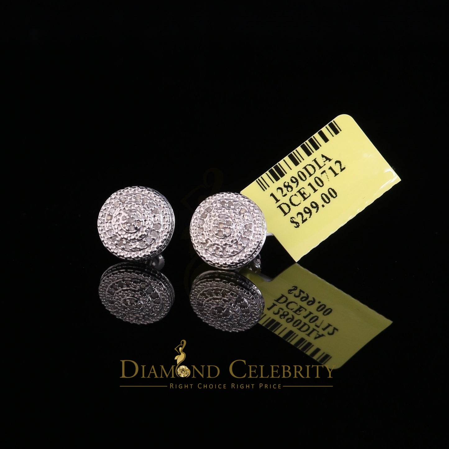 DiamondCelebritees 0.15ct Diamond 925 Sterling Silver White Round Earrings For Men 's / Women's