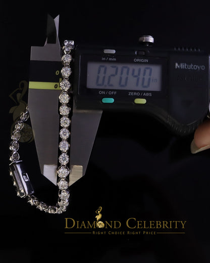 Diamondcelebritees  9ct Moissanite White 925 Silver Round Single Tennis Bracelete 6mm Thick 8" Long