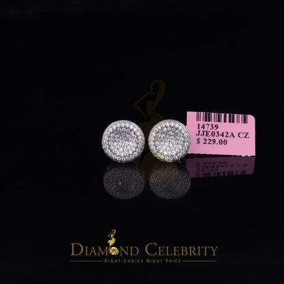 DiamondCelebritees  925 Sterling White Silver 2.50ct Cubic Zirconia Round Screw Back Stud Earrings