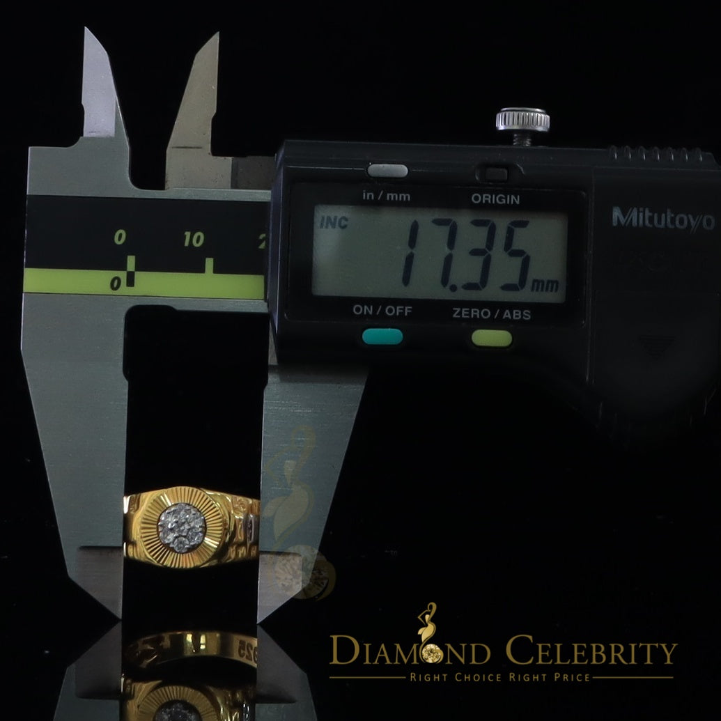 DiamondCelebritees Men's 0.30ct Cubic Zirconia Yellow Silver Heavy Look Round Ring SZ 9