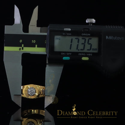 DiamondCelebritees Men's 0.30ct Cubic Zirconia Yellow Silver Heavy Look Round Ring SZ 9