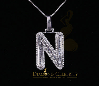 DiamondCelebritees White Bugutte Initial All Alphabet Sterling Silver Pendant with Cubic Zirconia