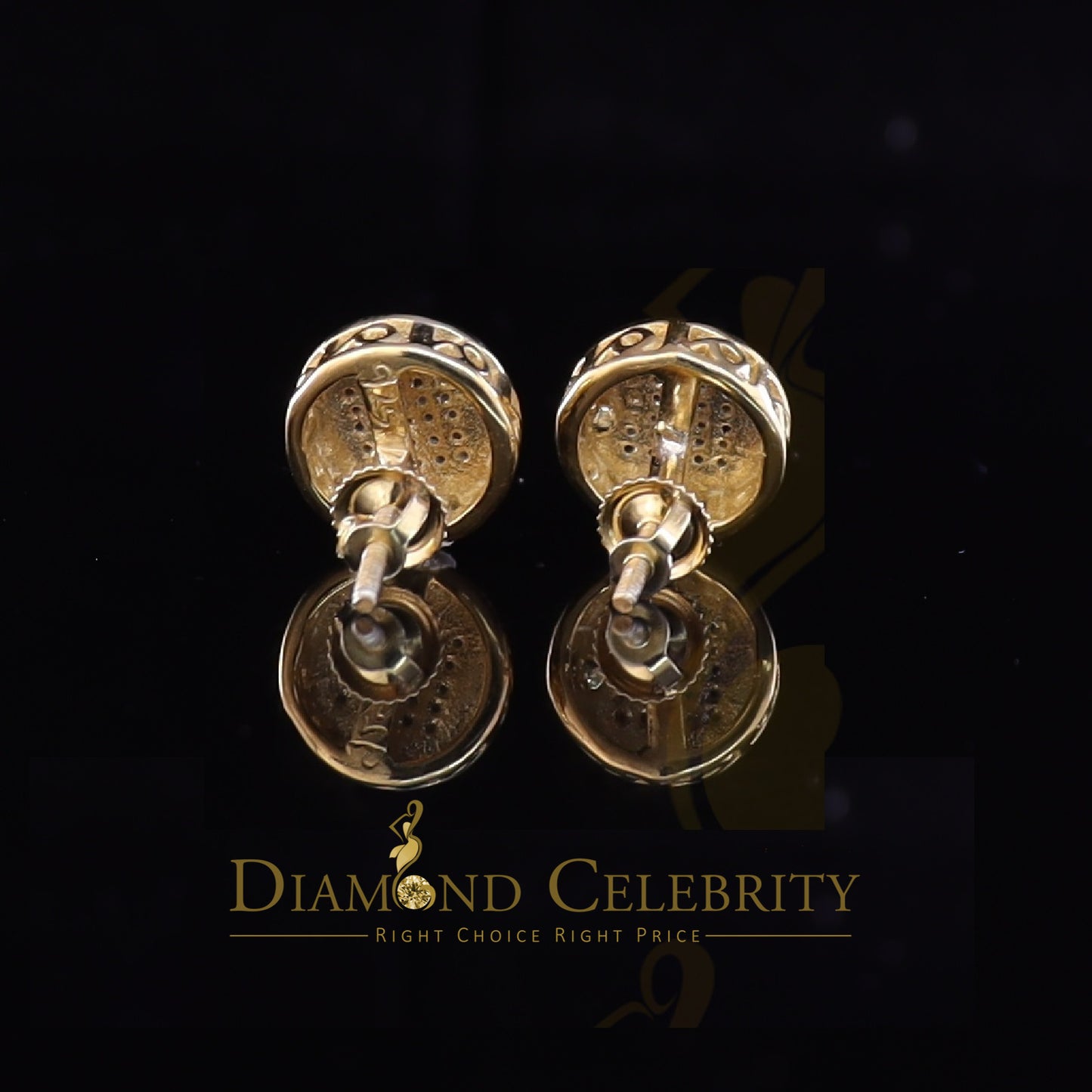 DiamondCelebritees 0.15ct Real Diamond 925 Sterling Silver Yellow For Women's & Men's Round Earring