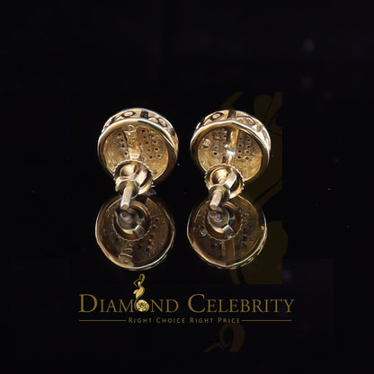 DiamondCelebritees 0.15ct Real Diamond 925 Sterling Silver Yellow For Women's & Men's Round Earring