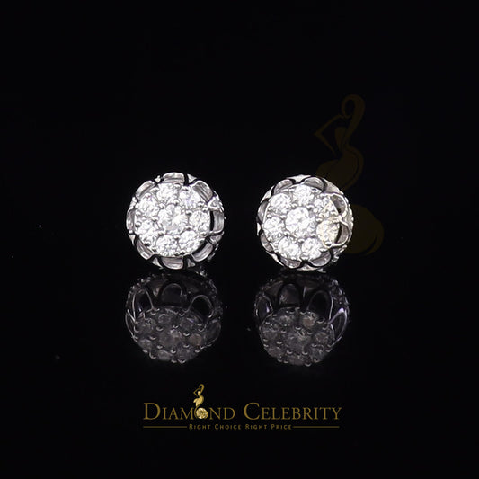 DiamondCelebritees  1.14ct Cubic Zirconia 925 White Silver Women's & Men's Hip Hop Flower Earrings