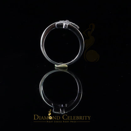 DiamondCelebritees 925 Sterling White Silver 0.22ct Cubic Zirconia Cross Shape Womens Ring Size 7.5