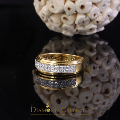 DiamondCelebritees Men's 1.25ct Cubic Zirconia Yellow Silver Round Adjustable Ring From SZ 9 to 11