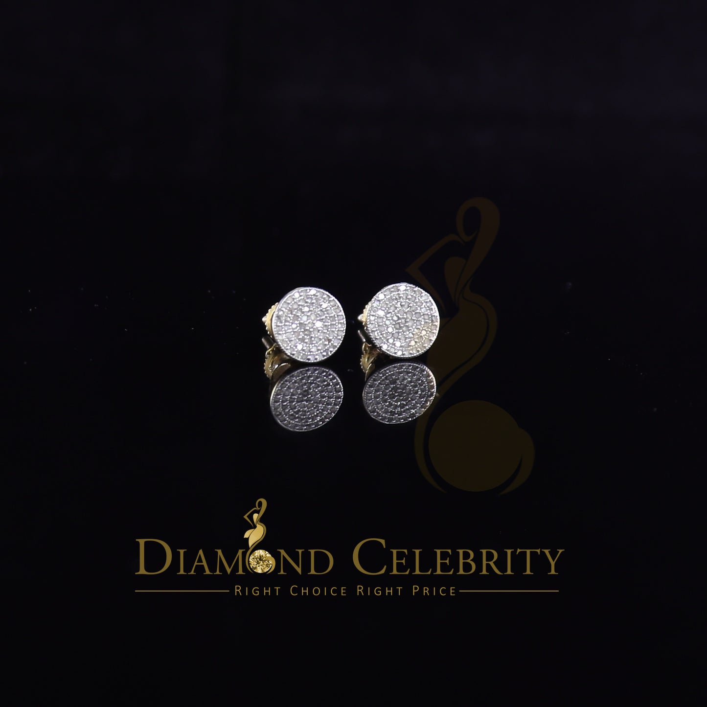 DiamondCelebritees 925 Sterling Silver Yellow 0.25ct Diamond For Men's/Women's Stud Round Earrings