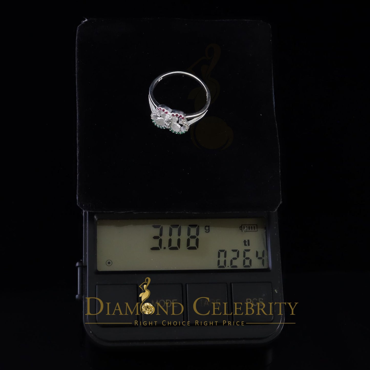 DiamondCelebritees Religious White Butterfly 925 Silver CZ Multi Stone Mother Mary Women Ring SZ10