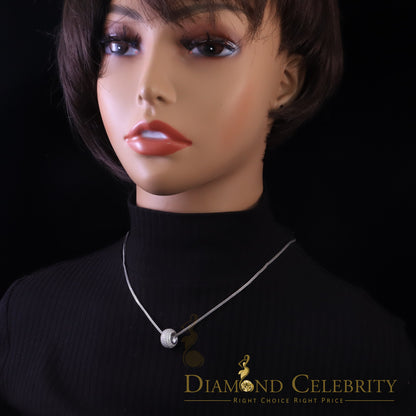 DiamondCelebritees Women's Fancy White Big 925 Sterling Silver Slide Ball Pendant W/ Cubic Zirconia