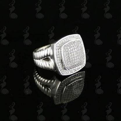 DiamondCelebritees 925 Silver White 2.00ct Cubic Zirconia Wide Square Albion Womens Ring Size 8