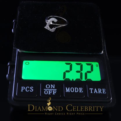 DiamondCelebritees Cubic Zirconia 0.10ct Alphabet L Women's And White Silver Ring Size 7