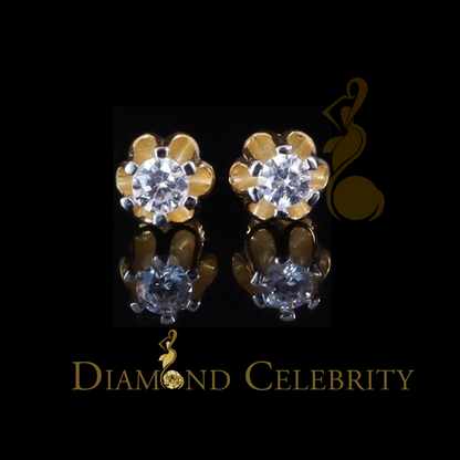 DiamondCelebritees  925 Silver CubicZirconia Yellow Round Shape 0.25ct Buttercup Stud Earrings Women