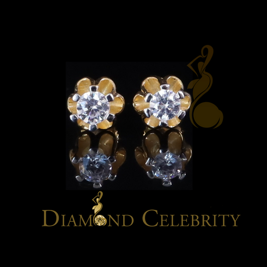 DiamondCelebritees  925 Silver CubicZirconia Yellow Round Shape 0.25ct Buttercup Stud Earrings Women