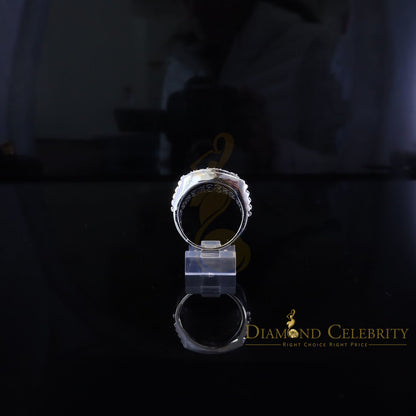 Big Mirage Set Rectangle 0.40ct Real Diamond 925 White Silver Mens Ring Size 10