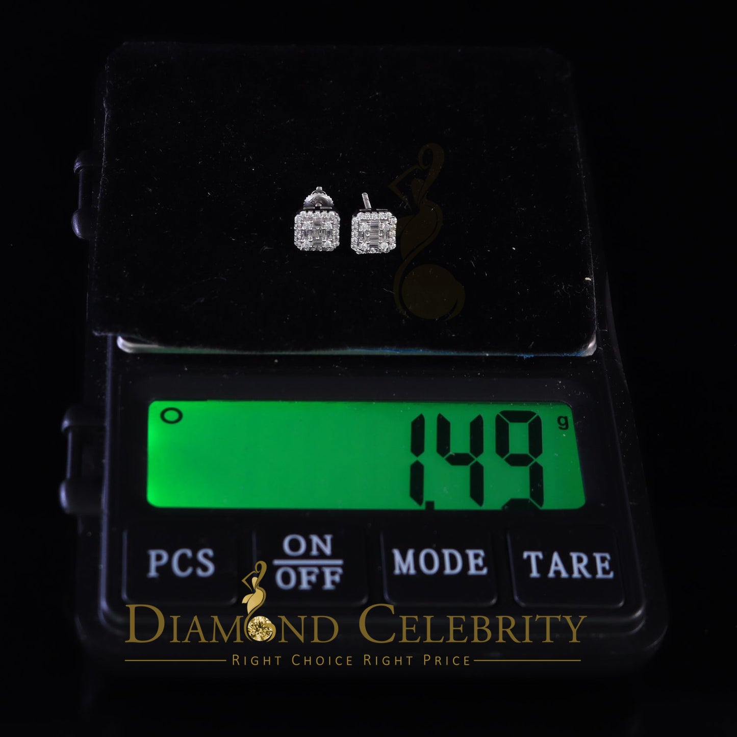 DiamondCelebritees  925 Hip Hop White Sterling Silver 0.64ct Cubic Zirconia Women's Square Earrings