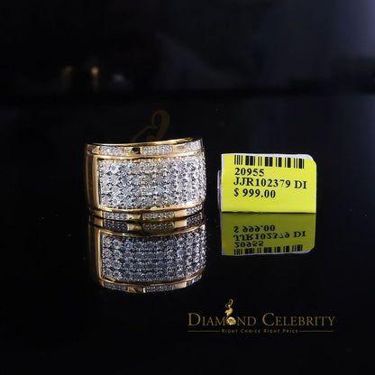 DiamondCelebritees Big 0.25ct Real Diamond 925 Yellow Miracle set Silver Wide Men's Band Ring SZ10