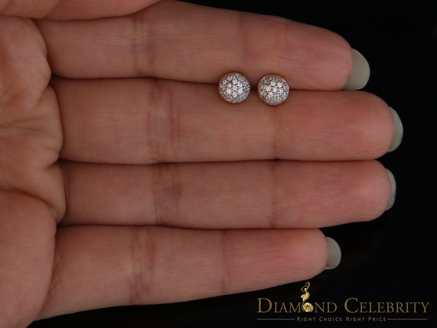 DiamondCelebritees  925 Yellow Sterling Silver 0.64ct Cubic Zirconia Round Women's Stud Earrings