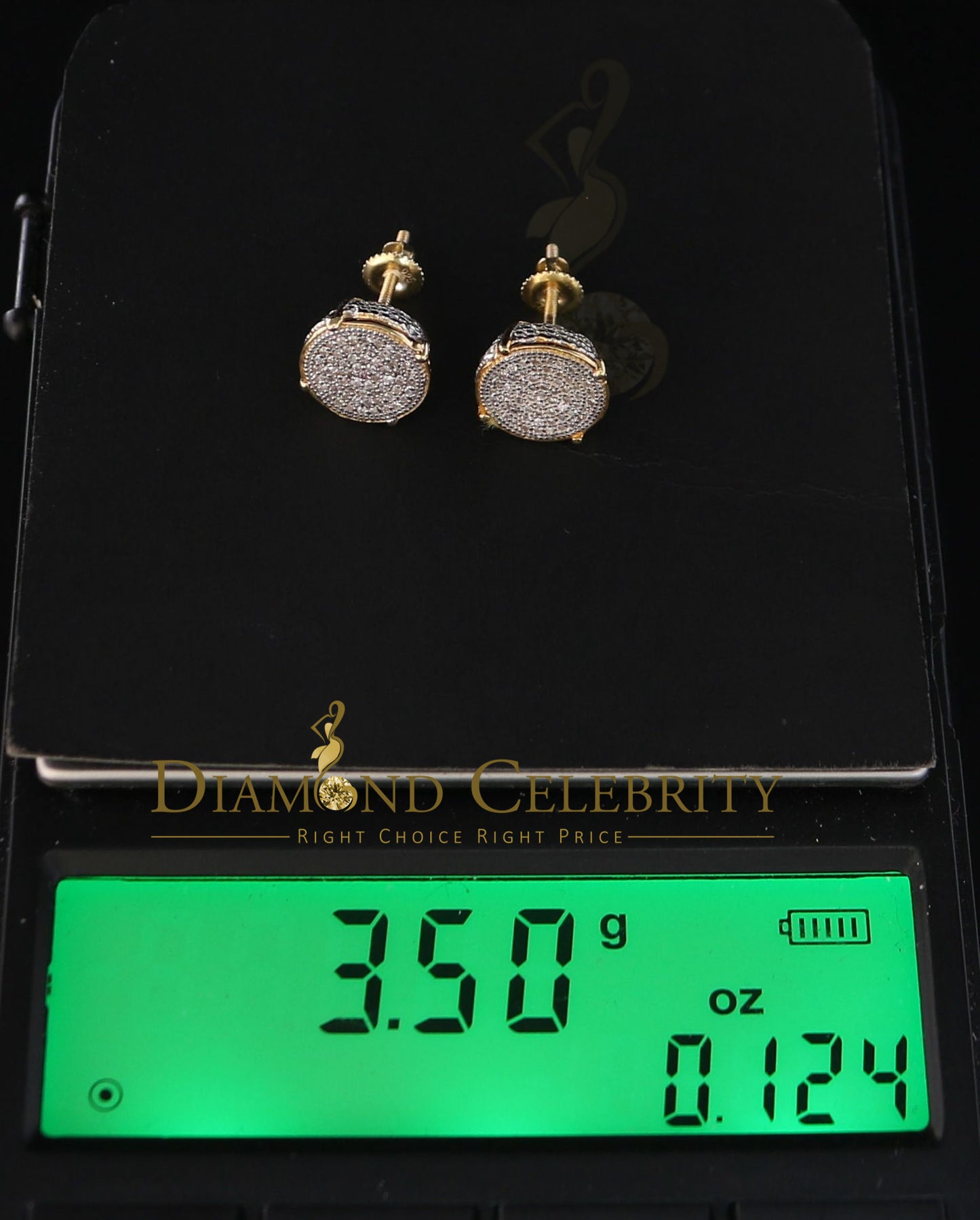 DiamondCelebritees 925 Sterling Silver 0.30ct Real Diamond For Women's/ Men's Yellow Round Earrings