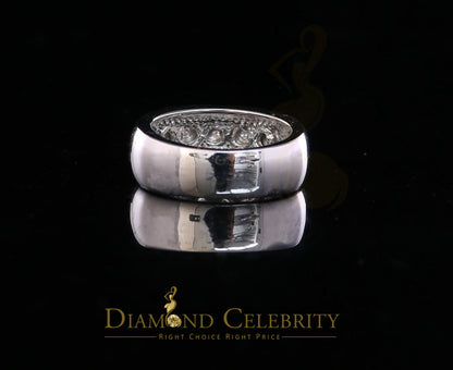 DiamondCelebritees 0.20 CT Real Diamond Men's 925 Sterling Silver White Band Big Ring Size 10.5