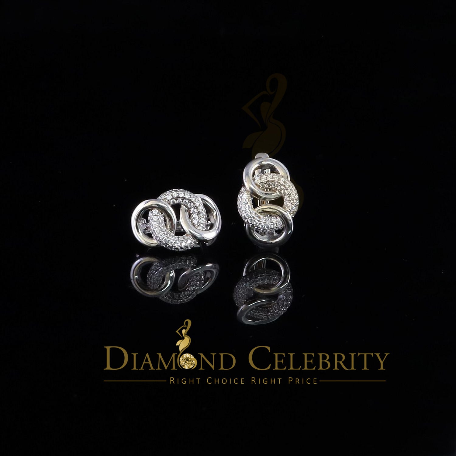 DiamondCelebritees  1.00ct Men hip hop white Gold 925 Sterling Silver Iced 3 row Huggie Hoop Earring