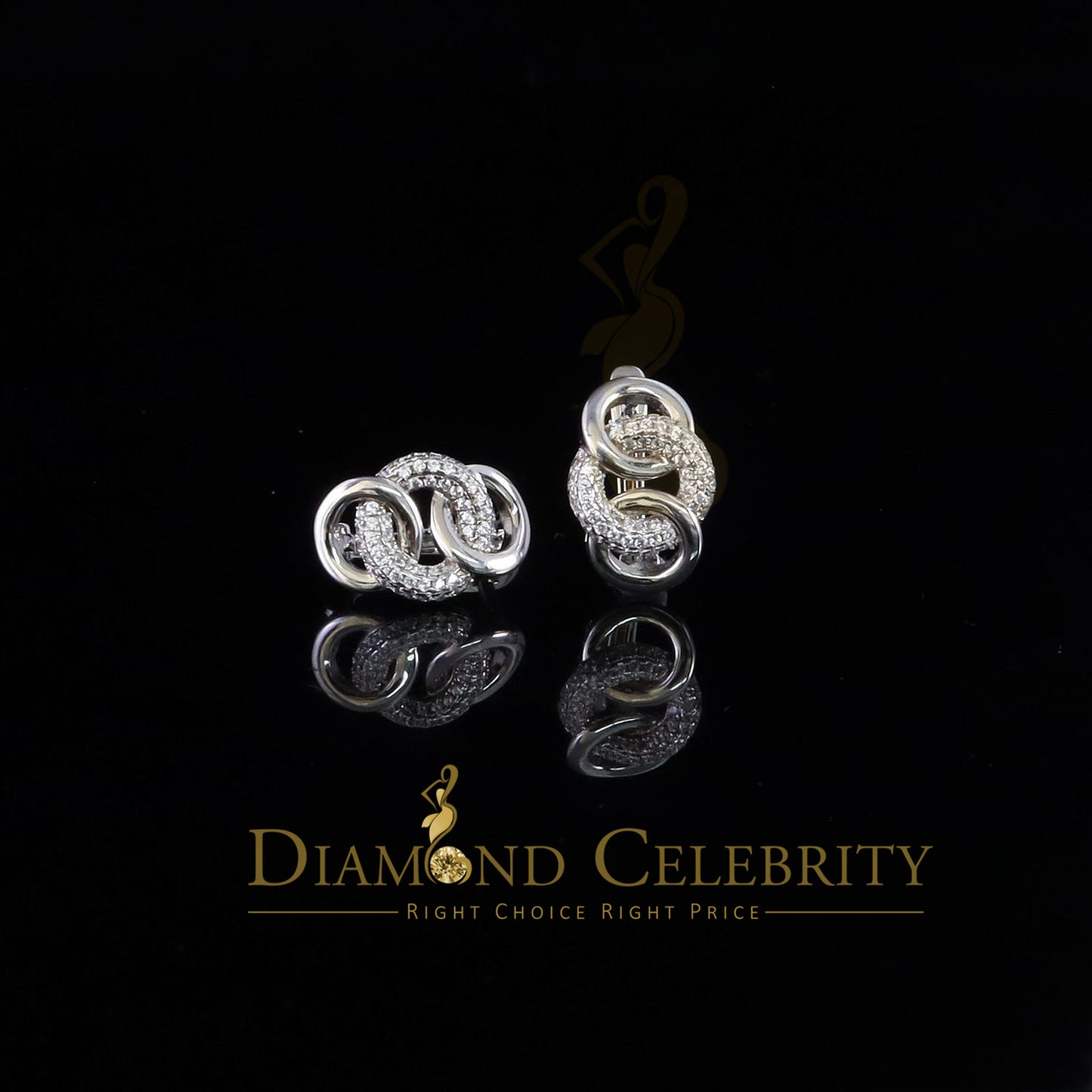 DiamondCelebritees  1.00ct Men hip hop white Gold 925 Sterling Silver Iced 3 row Huggie Hoop Earring
