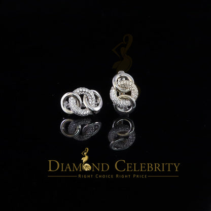 DiamondCelebritees  1.00ct Men hip hop white Gold 925 Sterling Silver Iced 3 row Huggie Hoop Earring