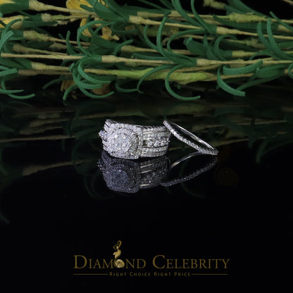 DiamondCelebritees White Sterling Silver 3.50ct Round Cubic Zirconia Double Bridal Womens Ring SZ7